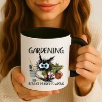 Black Cat Do Gardening Because Murder Is Wrong (1) Coffee Mug thumb 3