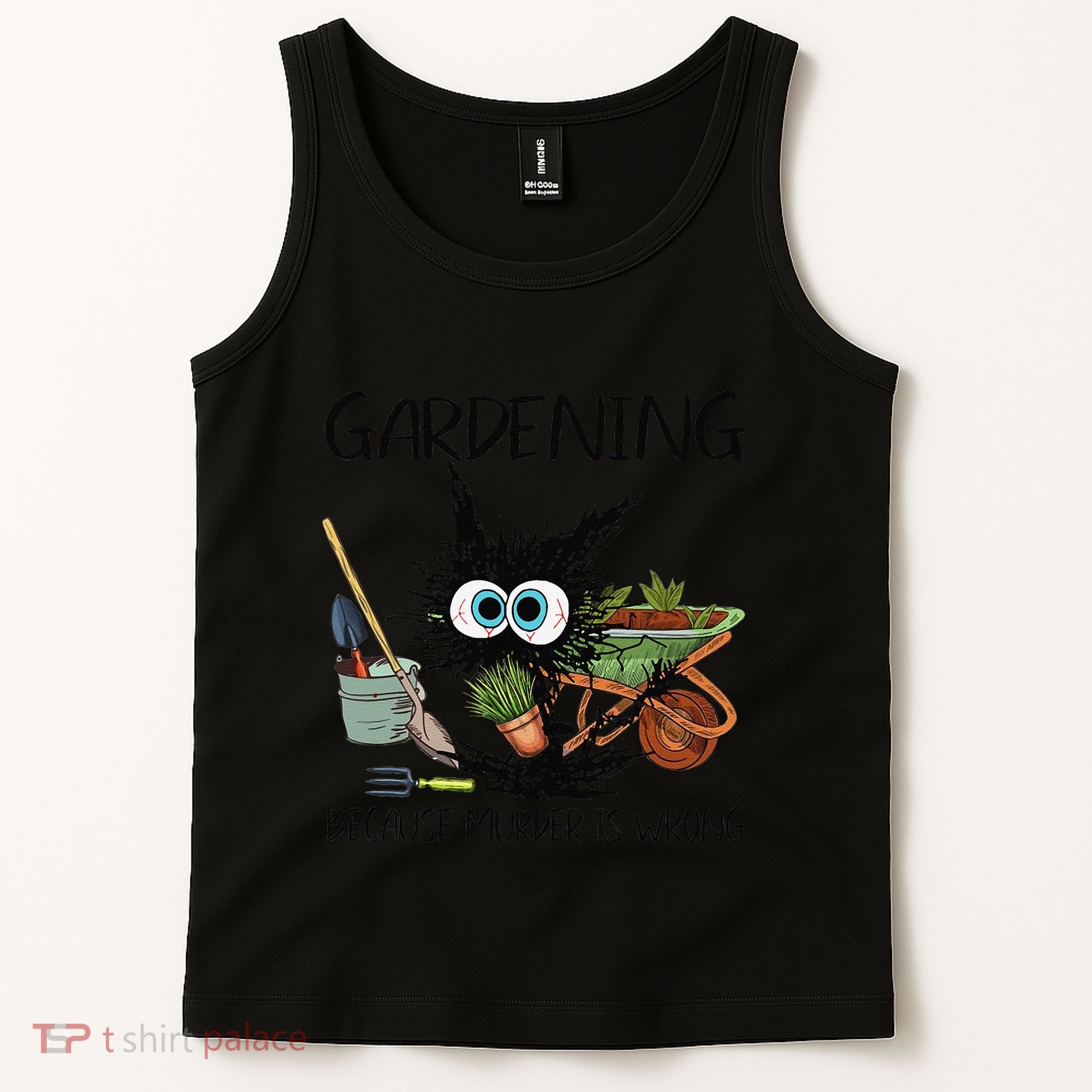 Black Cat Do Gardening Because Murder Is Wrong (1) Tank Top