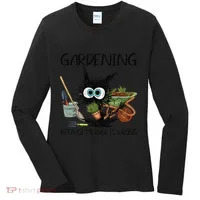 Black Cat Do Gardening Because Murder Is Wrong (1) Women's Long Sleeve Shirt thumb 0