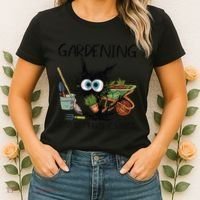 Black Cat Do Gardening Because Murder Is Wrong (1) Women's T-Shirt thumb 2