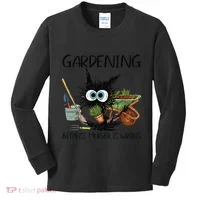 Black Cat Do Gardening Because Murder Is Wrong (1) Kids Long Sleeve Shirt thumb 0