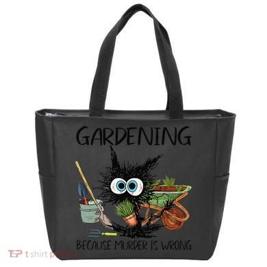 Black Cat Do Gardening Because Murder Is Wrong (1) Tote Bag