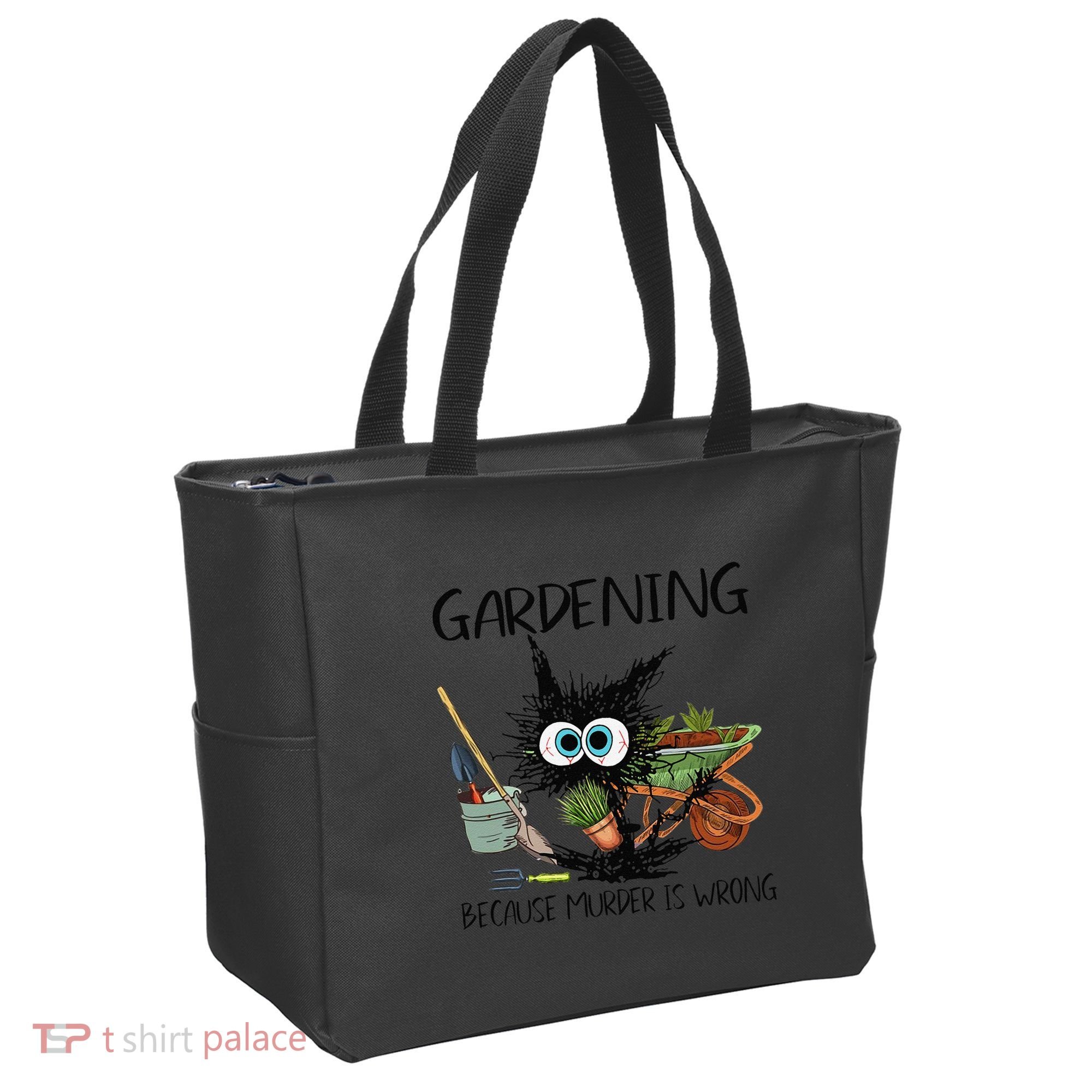 Black Cat Do Gardening Because Murder Is Wrong (1) Tote Bag