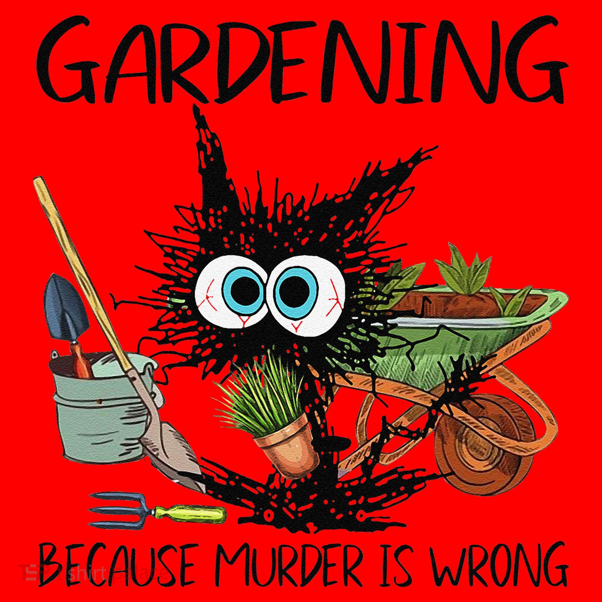 Black Cat Do Gardening Because Murder Is Wrong (1) Santa Hat