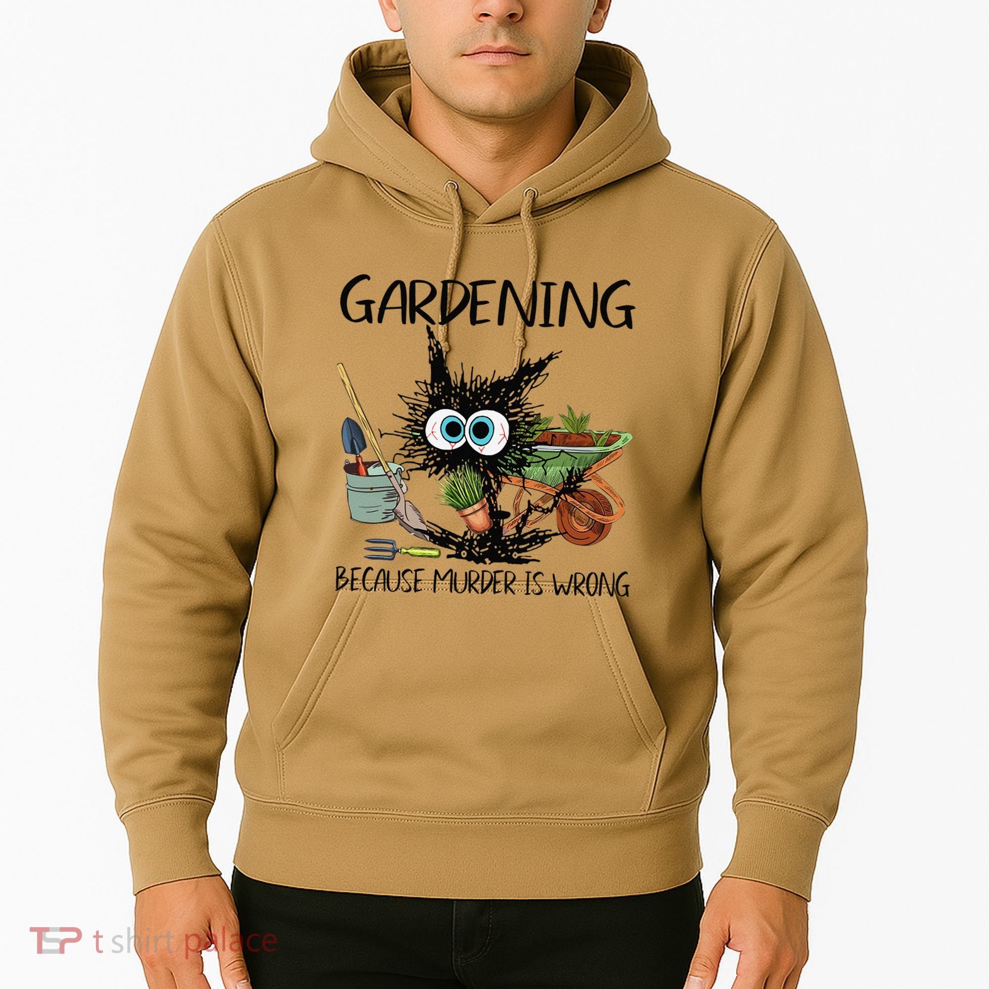 Black Cat Do Gardening Because Murder Is Wrong (1) Hoodie