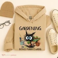 Black Cat Do Gardening Because Murder Is Wrong (1) Hoodie thumb 4