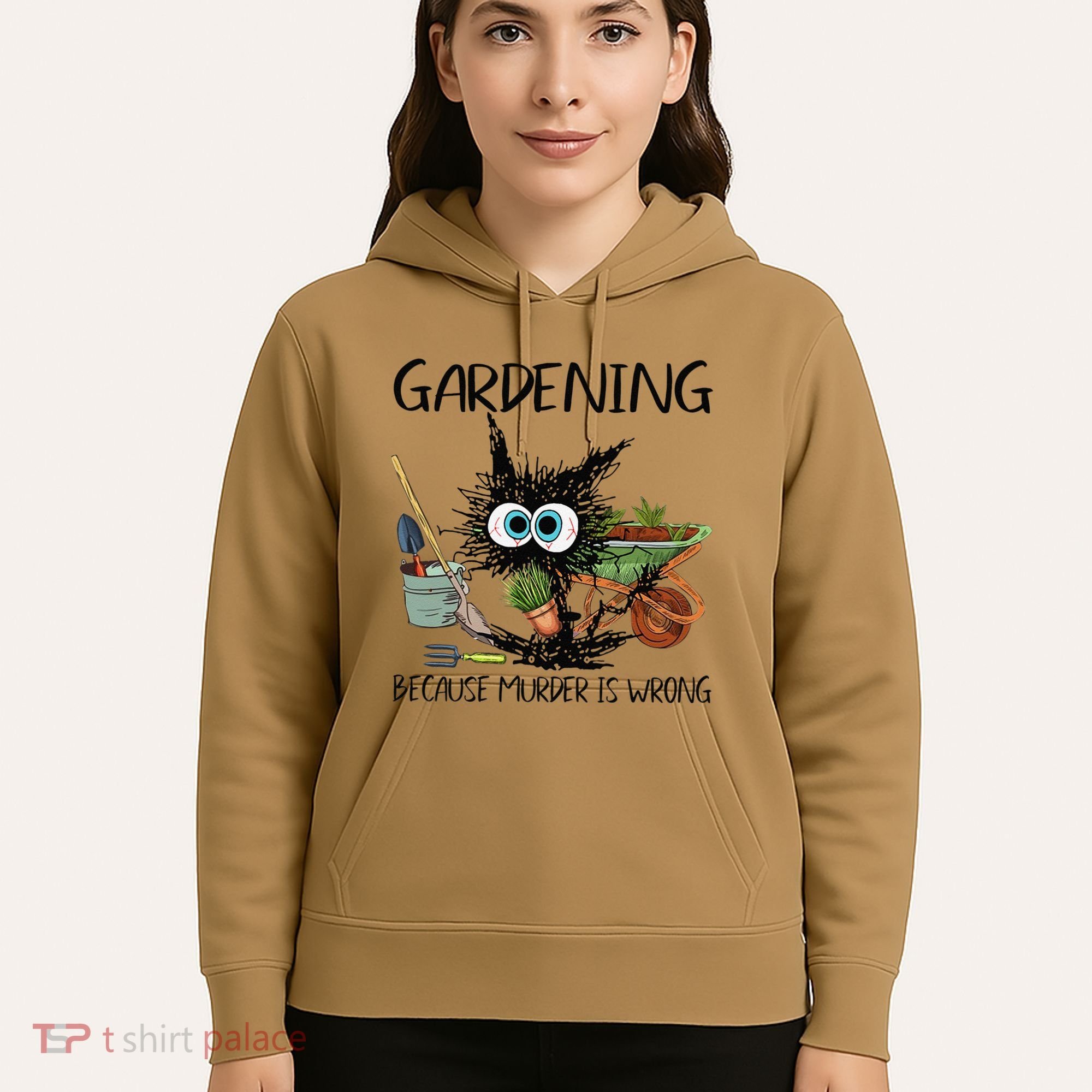 Black Cat Do Gardening Because Murder Is Wrong (1) Hoodie