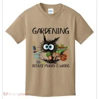 Black Cat Do Gardening Because Murder Is Wrong (1) Kids T-Shirt thumb 0