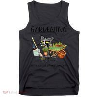 Black Cat Do Gardening Because Murder Is Wrong Tank Top thumb 0