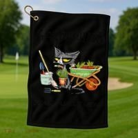 Black Cat Do Gardening Because Murder Is Wrong Golf Towel thumb 1