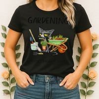 Black Cat Do Gardening Because Murder Is Wrong Women's T-Shirt thumb 2