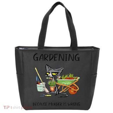 Black Cat Do Gardening Because Murder Is Wrong Tote Bag