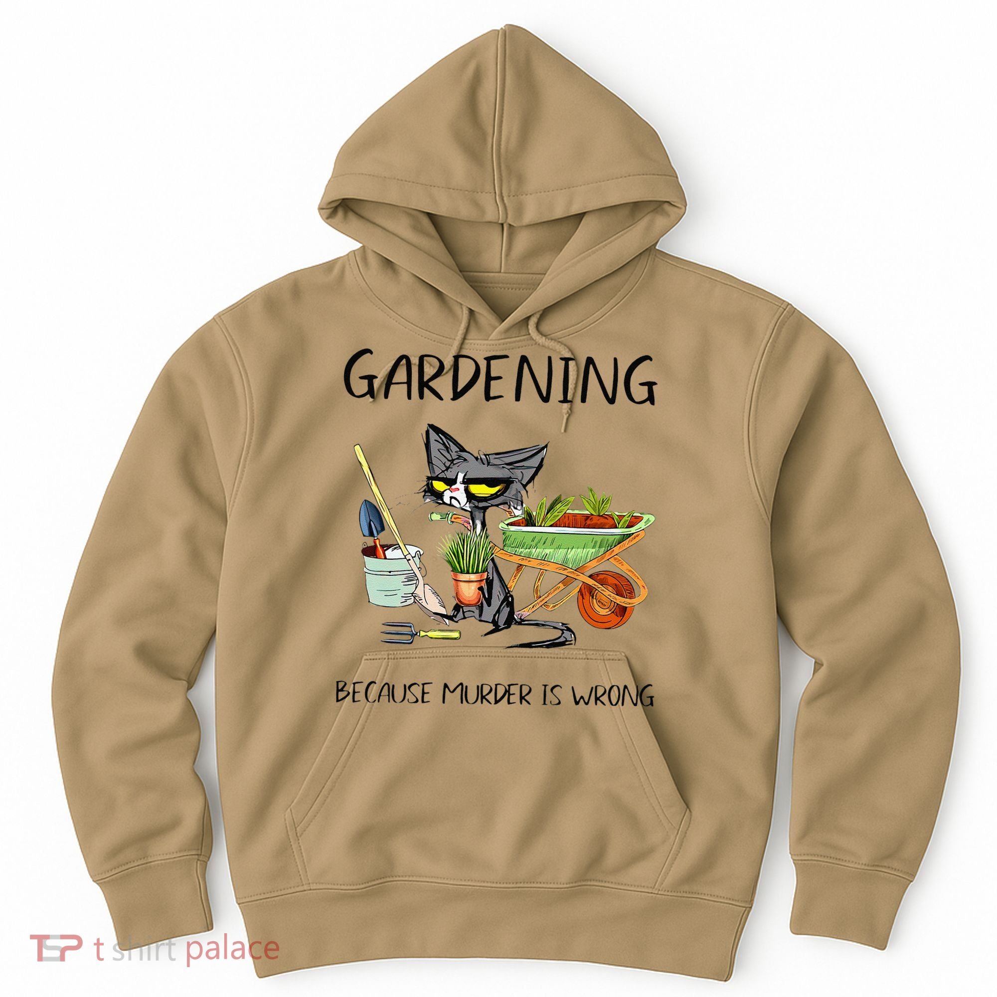 Black Cat Do Gardening Because Murder Is Wrong Hoodie