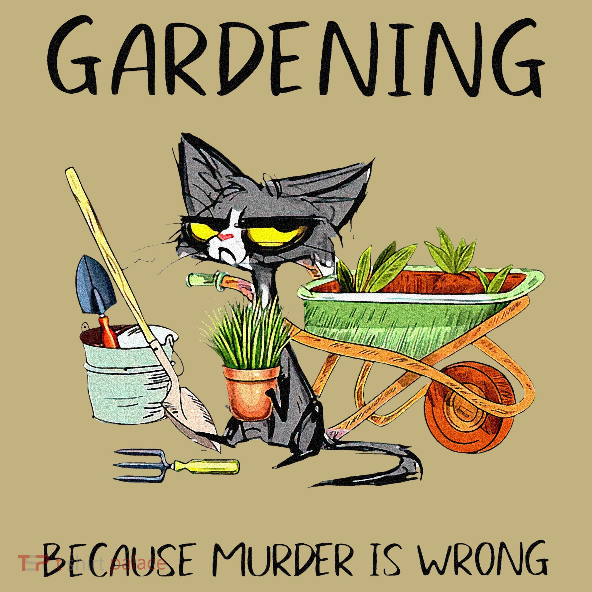 Black Cat Do Gardening Because Murder Is Wrong Polo