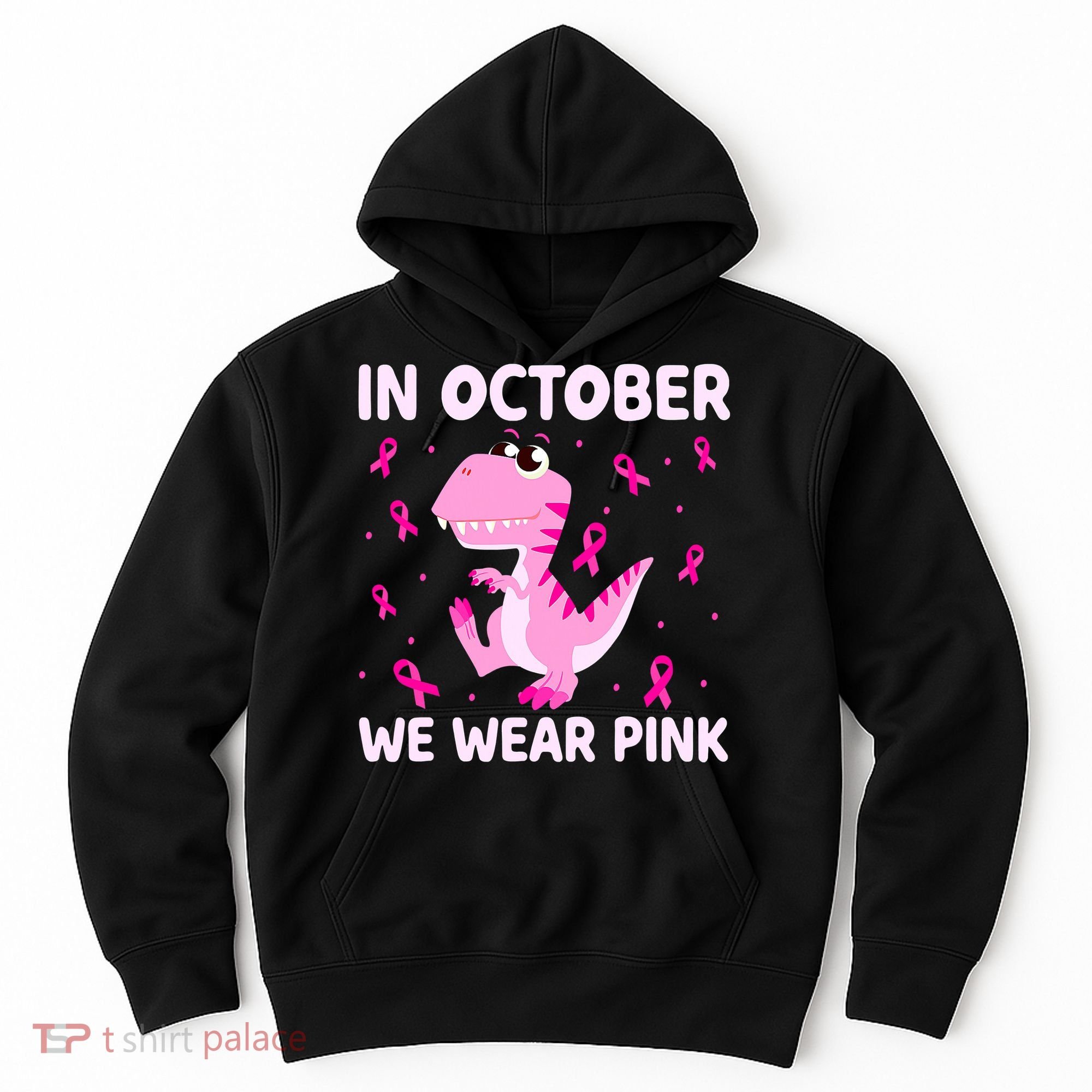 Breast Cancer Dinosaur In October We Wear Pink Boys Hoodie