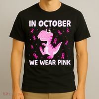 Breast Cancer Dinosaur In October We Wear Pink Boys T-Shirt thumb 3