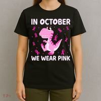 Breast Cancer Dinosaur In October We Wear Pink Boys T-Shirt thumb 4