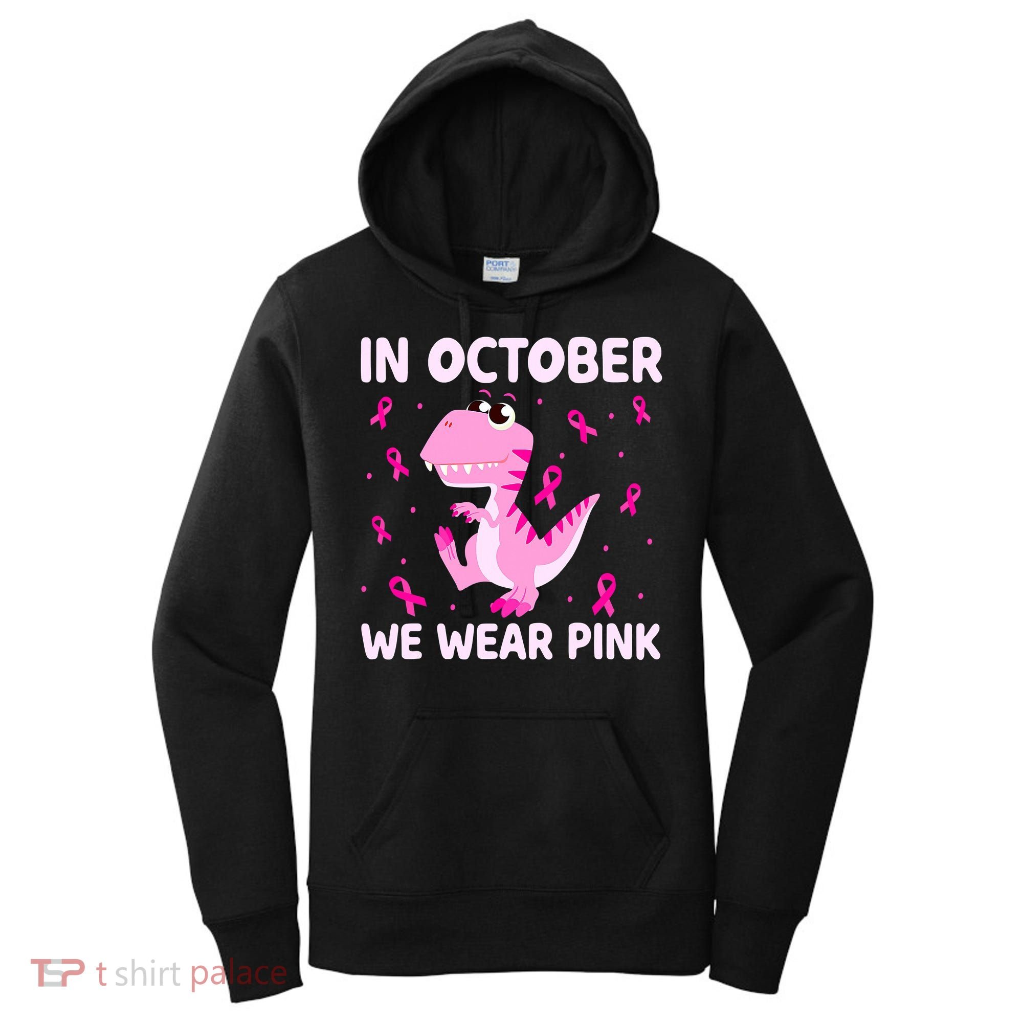 Breast Cancer Dinosaur In October We Wear Pink Boys Women's Hoodie
