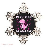 Breast Cancer Dinosaur In October We Wear Pink Boys Ornament thumb 0