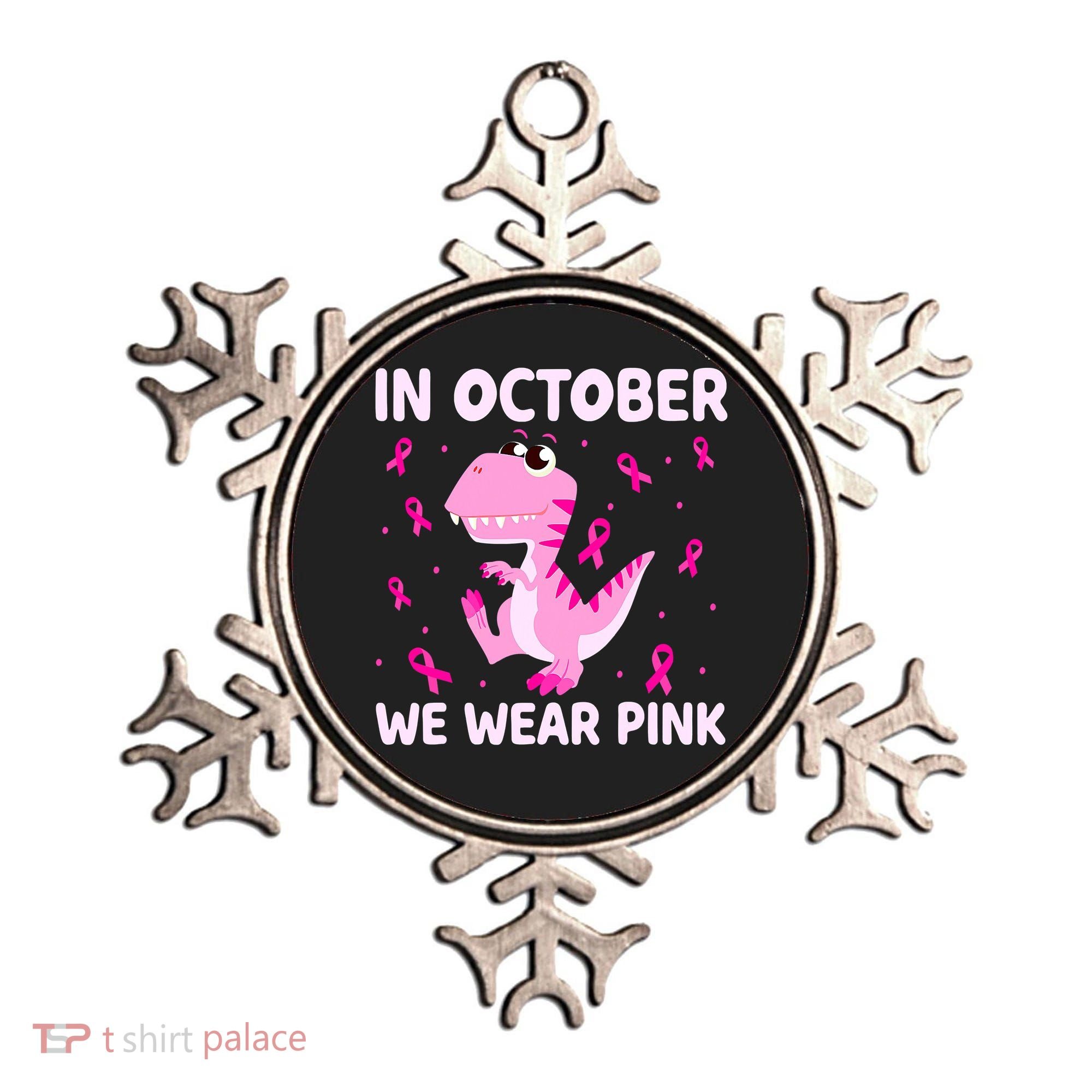 Breast Cancer Dinosaur In October We Wear Pink Boys Ornament