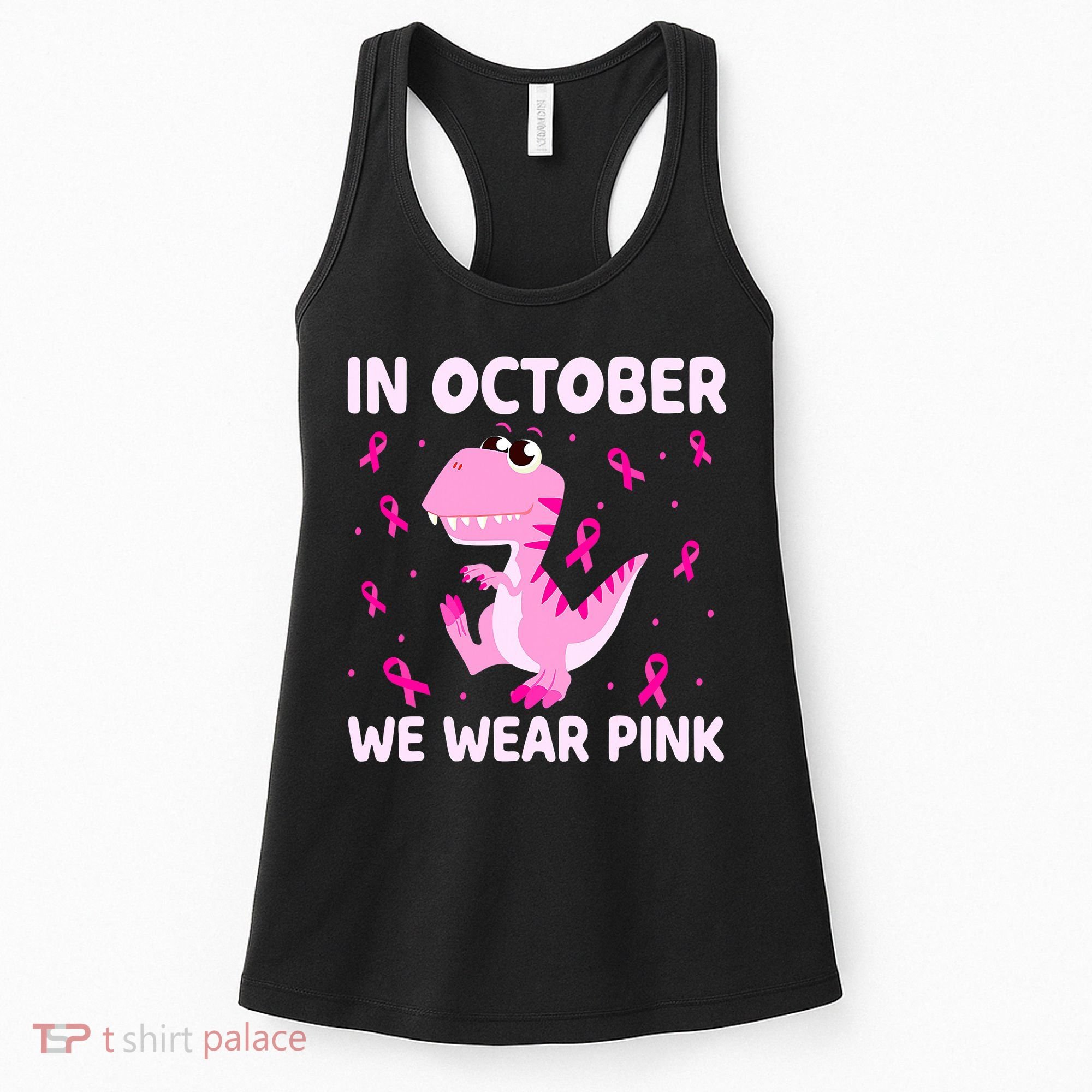 Breast Cancer Dinosaur In October We Wear Pink Boys Women's Tank Top