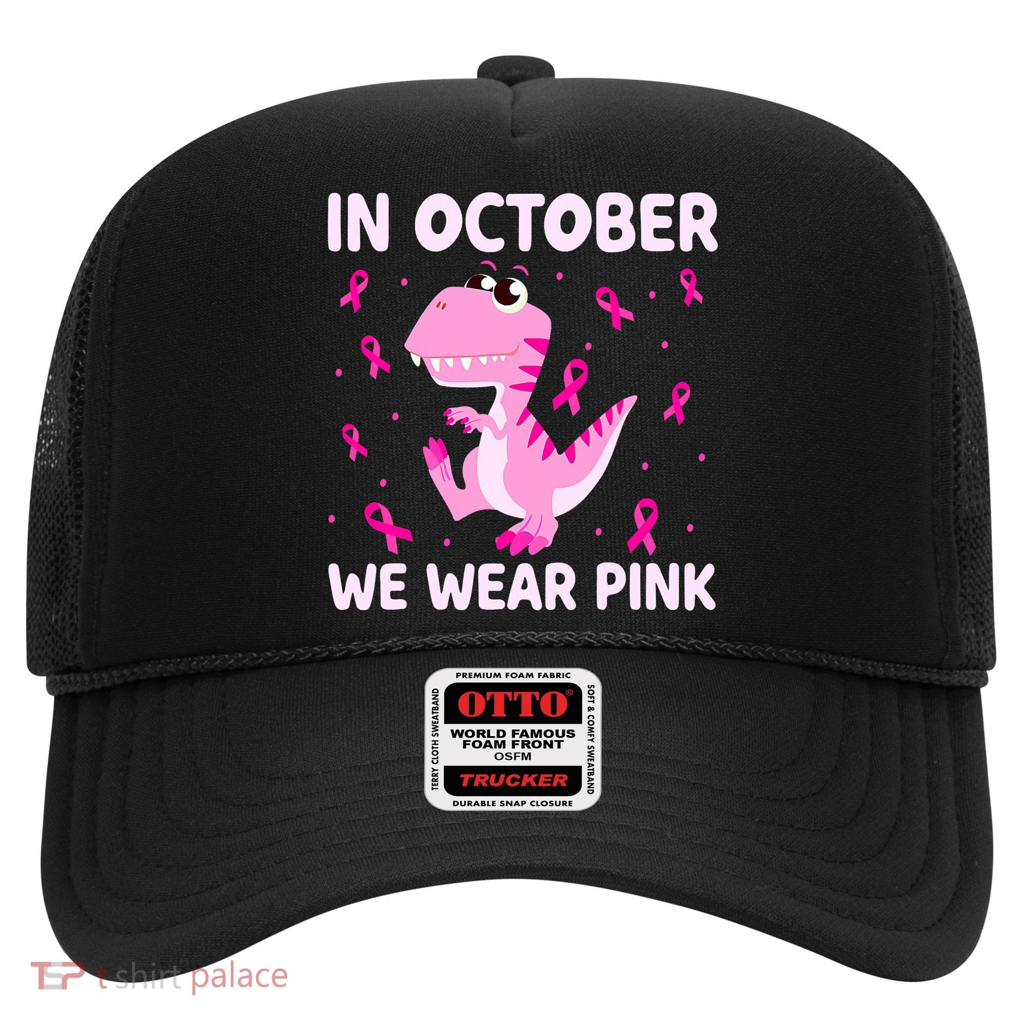 Breast Cancer Dinosaur In October We Wear Pink Boys Hat
