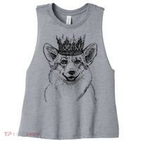 British Corgi Dog Queen Crown Queens Platinum Jubilee Women Women's Racerback Cropped Tank thumb 0