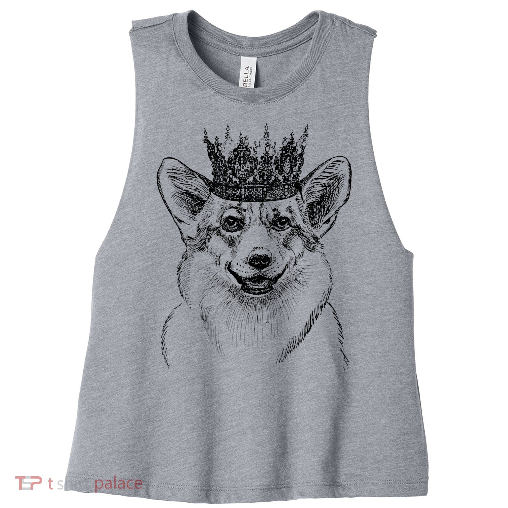 British Corgi Dog Queen Crown Queens Platinum Jubilee Women Women's Racerback Cropped Tank