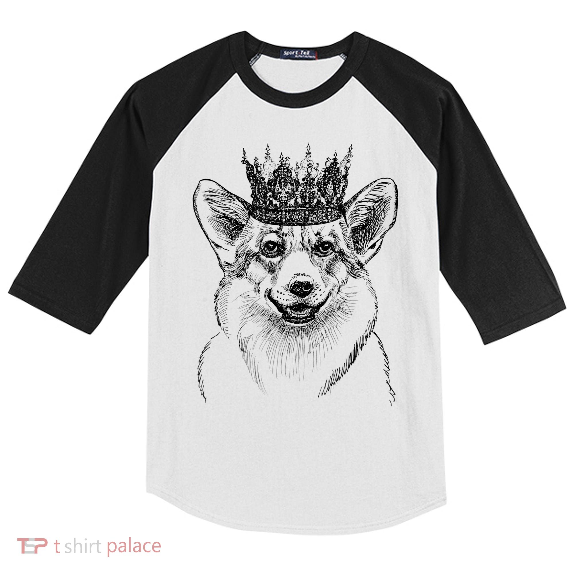 British Corgi Dog Queen Crown Queens Platinum Jubilee Women Kids Colorblock Raglan Jersey