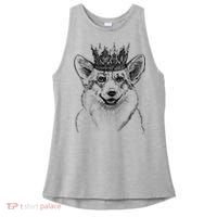 British Corgi Dog Queen Crown Queens Platinum Jubilee Women Ladies PosiCharge Tri-Blend Wicking Tank thumb 0