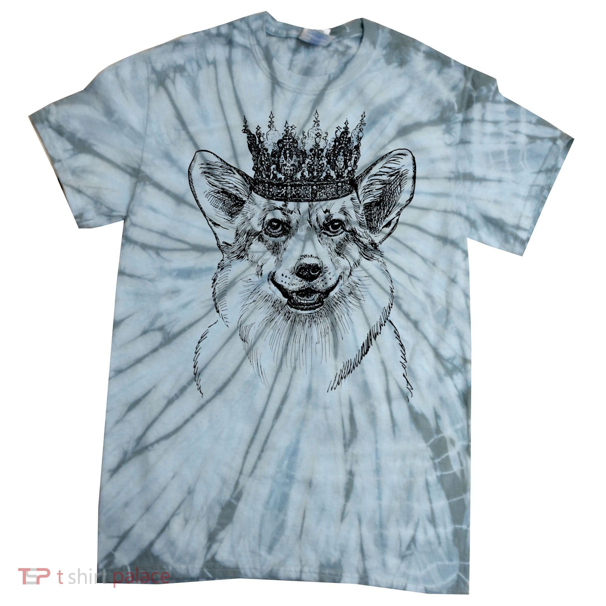 British Corgi Dog Queen Crown Queens Platinum Jubilee Women Tie-Dye T-Shirt