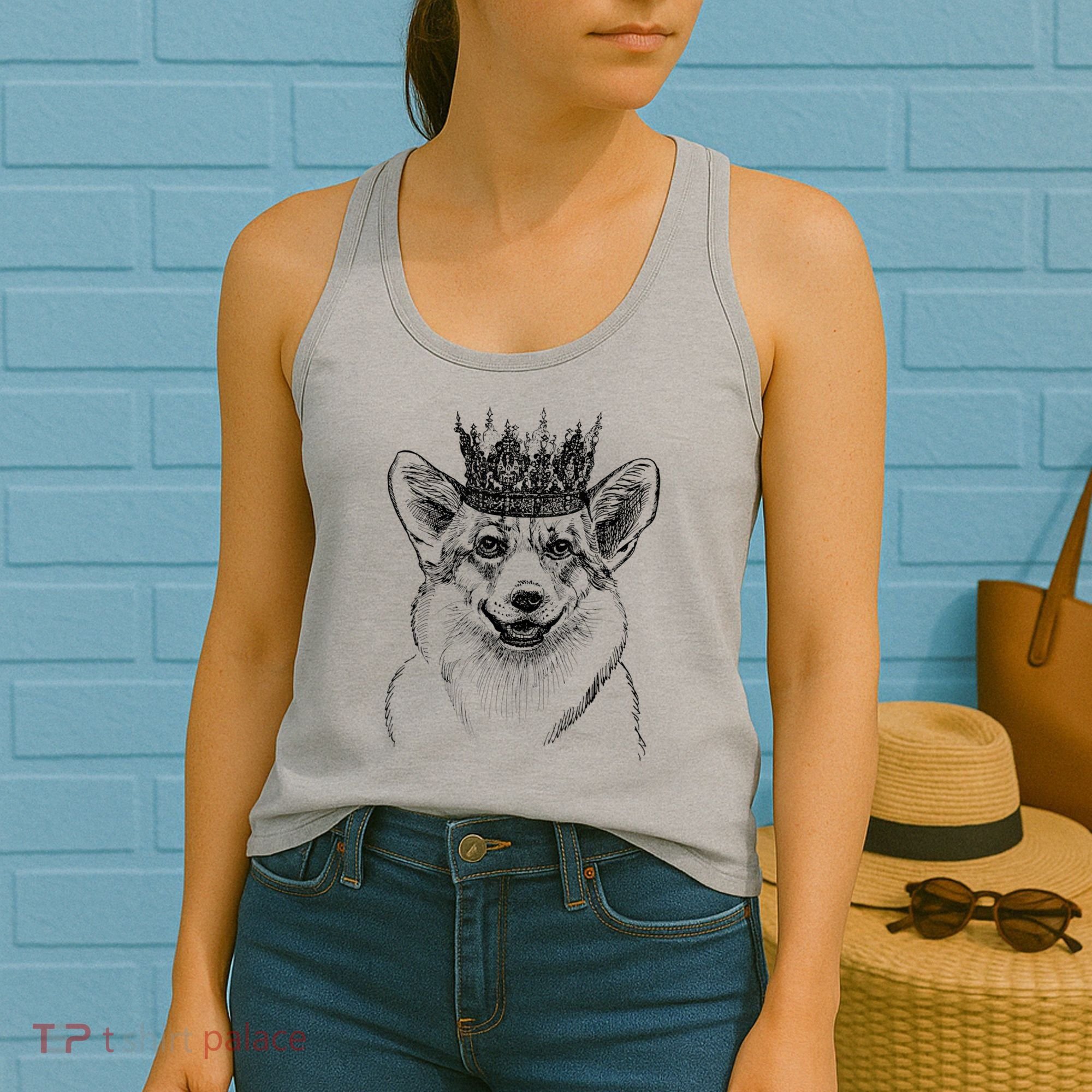 British Corgi Dog Queen Crown Queens Platinum Jubilee Women Women's Tank Top