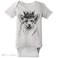 British Corgi Dog Queen Crown Queens Platinum Jubilee Women Baby Bodysuit thumb 0