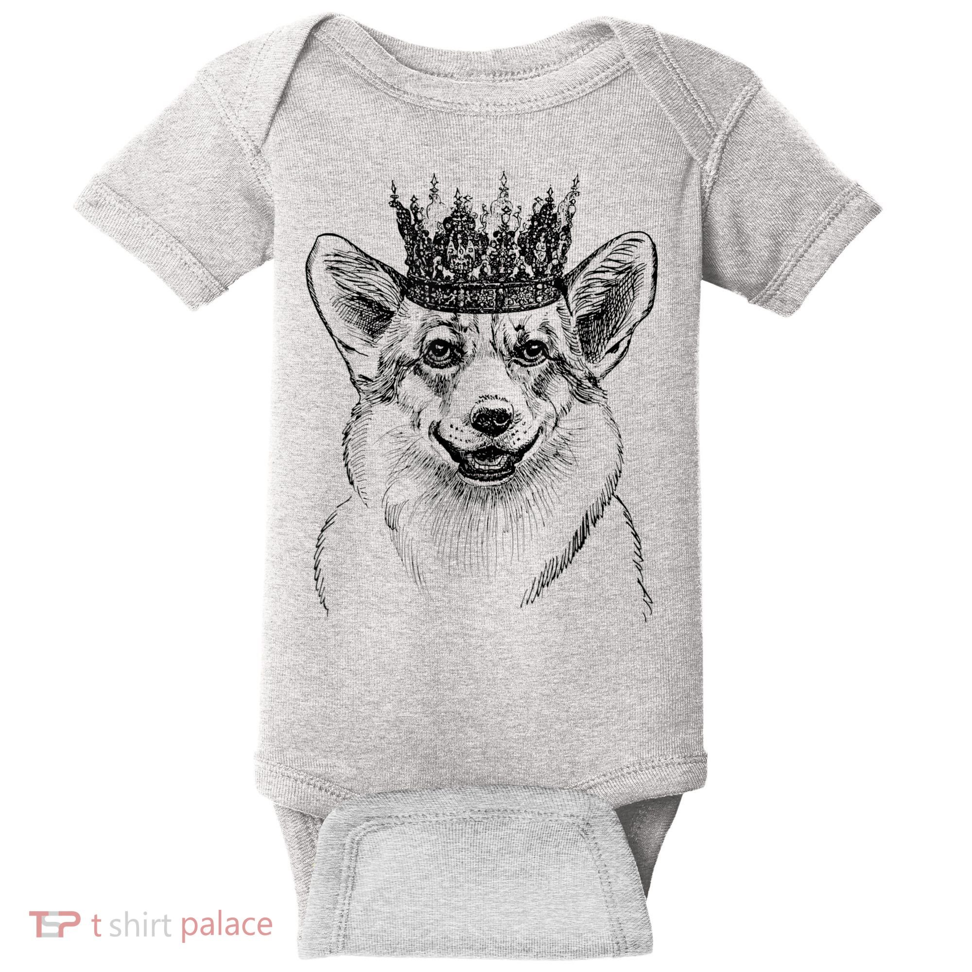 British Corgi Dog Queen Crown Queens Platinum Jubilee Women Baby Bodysuit