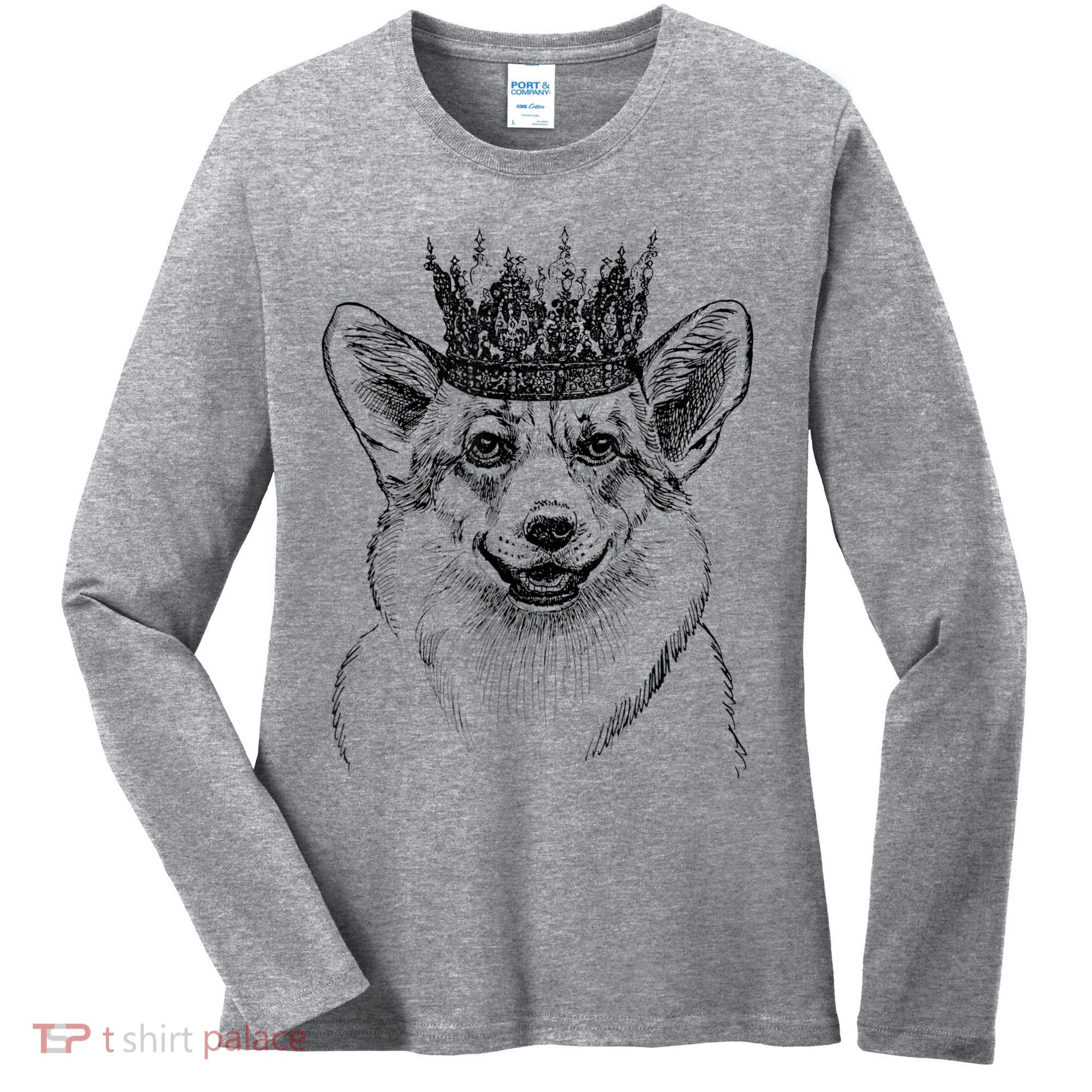 British Corgi Dog Queen Crown Queens Platinum Jubilee Women Women's Long Sleeve Shirt