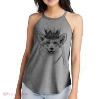 British Corgi Dog Queen Crown Queens Platinum Jubilee Women Women's Perfect Tri Rocker Tank thumb 2