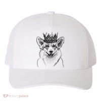 British Corgi Dog Queen Crown Queens Platinum Jubilee Women Yupoong Adult 5-Panel Trucker Hat thumb 0