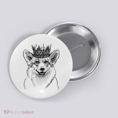 British Corgi Dog Queen Crown Queens Platinum Jubilee Women Button