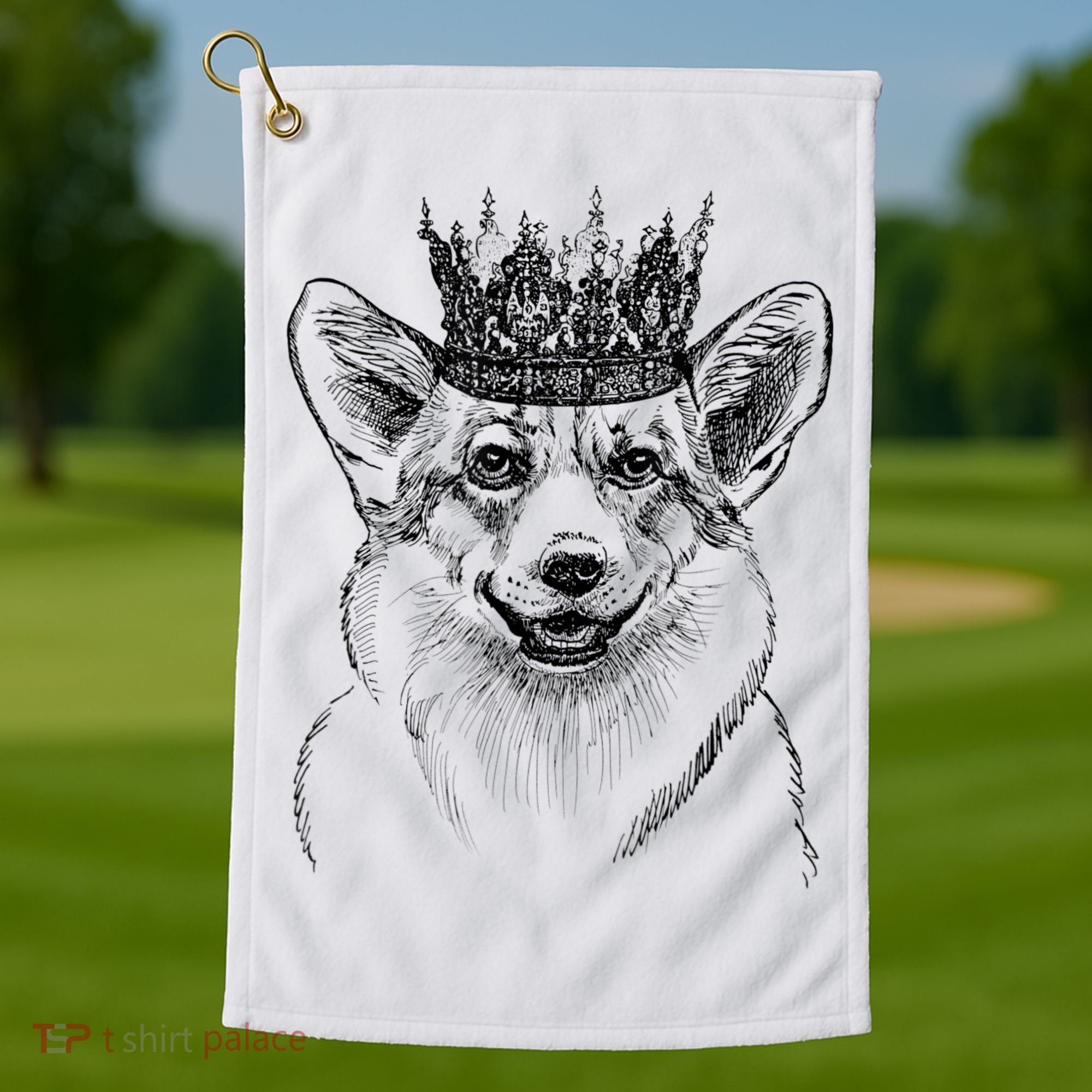 British Corgi Dog Queen Crown Queens Platinum Jubilee Women Golf Towel