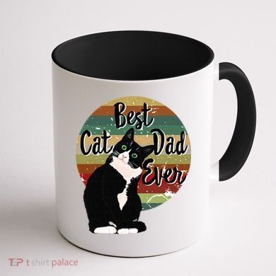Best Cat Dad Ever Tuxedo Fathers Day Gift Funny Retro Coffee Mug back