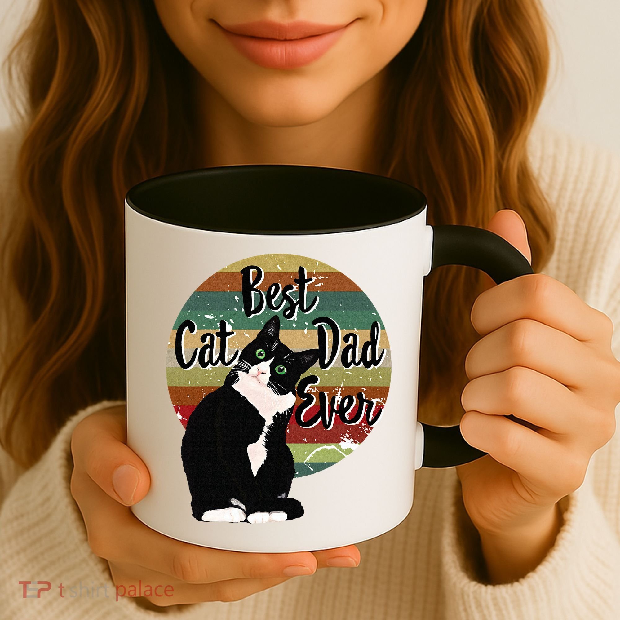 Best Cat Dad Ever Tuxedo Fathers Day Gift Funny Retro Coffee Mug