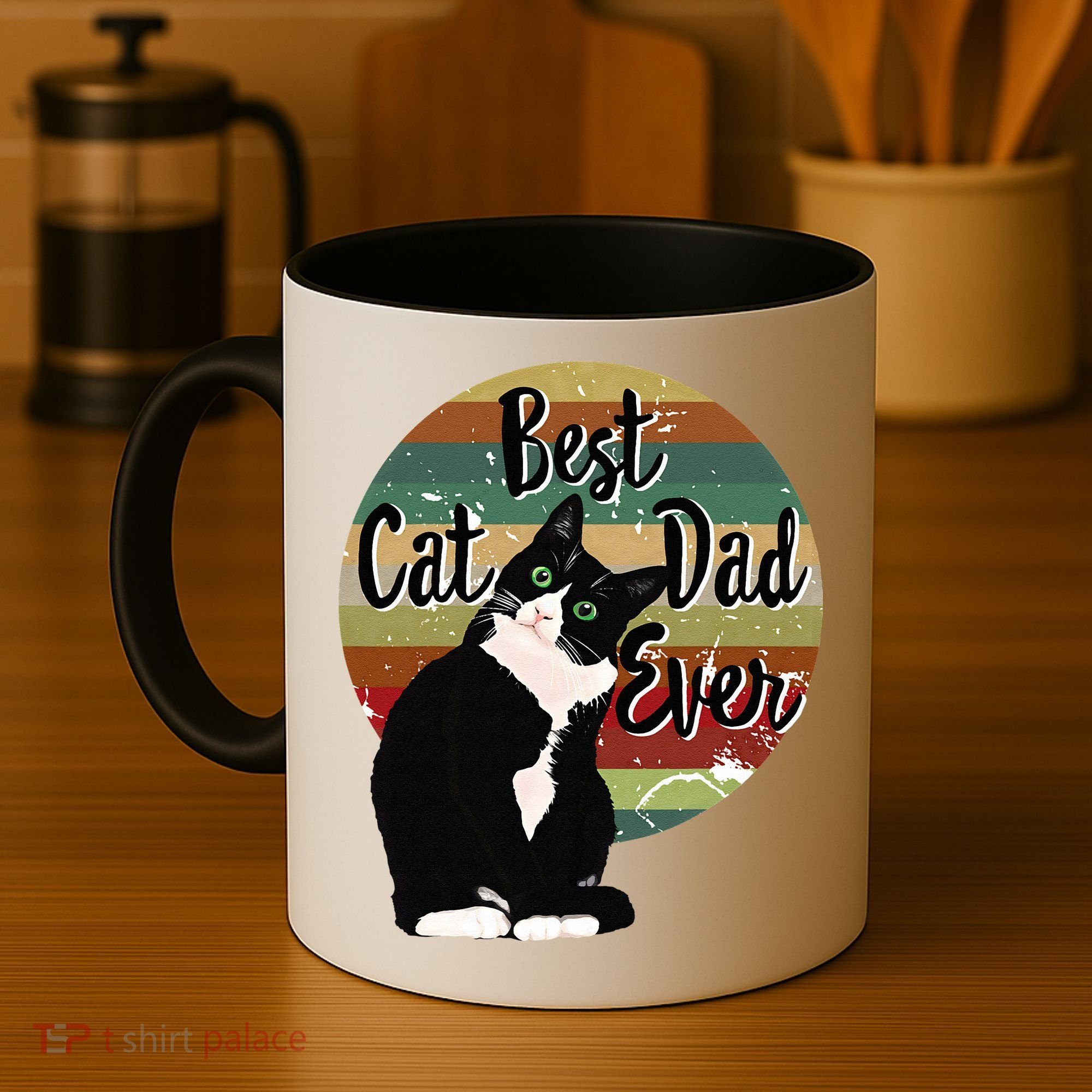 Best Cat Dad Ever Tuxedo Fathers Day Gift Funny Retro Coffee Mug