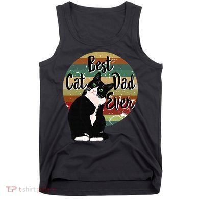 Best Cat Dad Ever Tuxedo Fathers Day Gift Funny Retro Tank Top