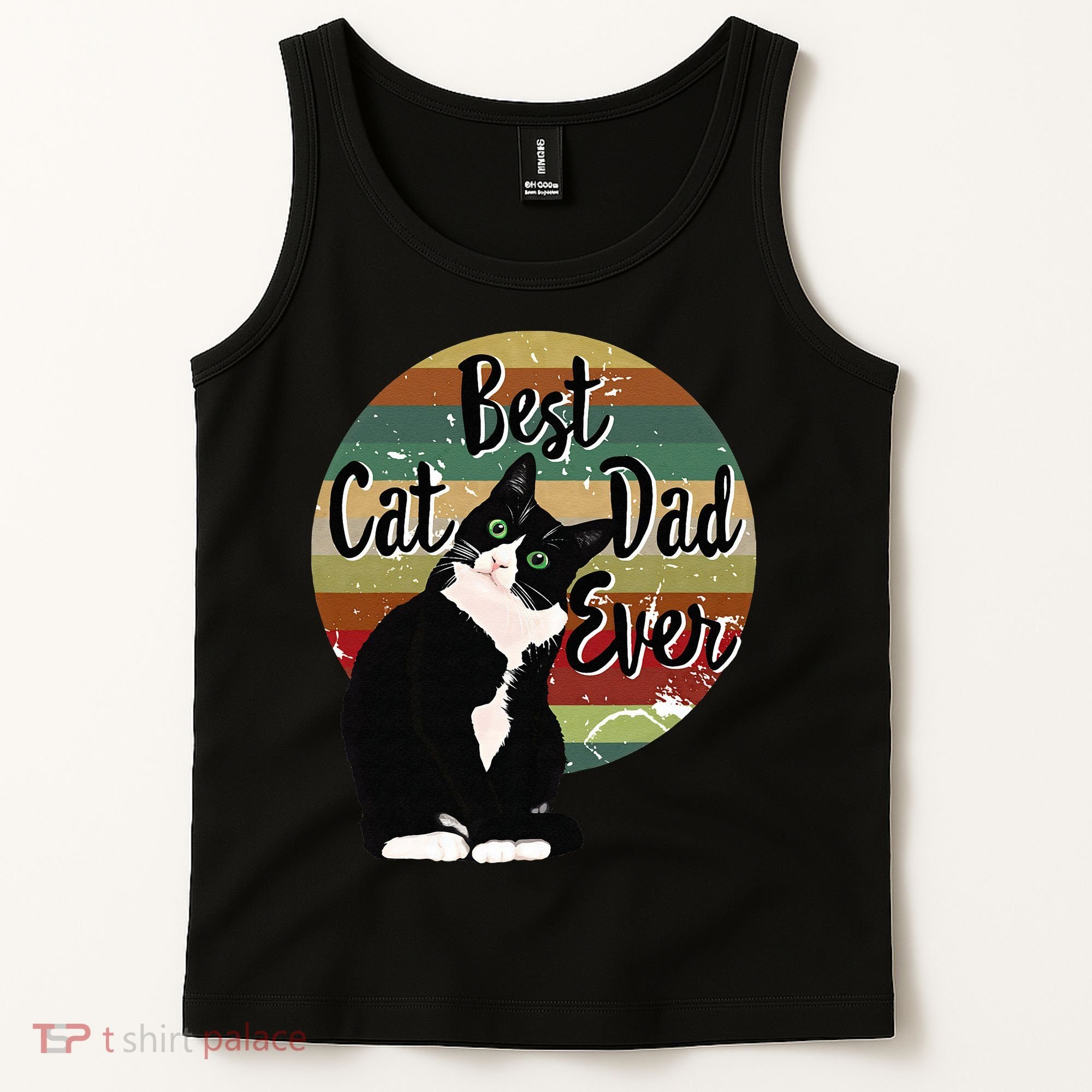 Best Cat Dad Ever Tuxedo Fathers Day Gift Funny Retro Tank Top