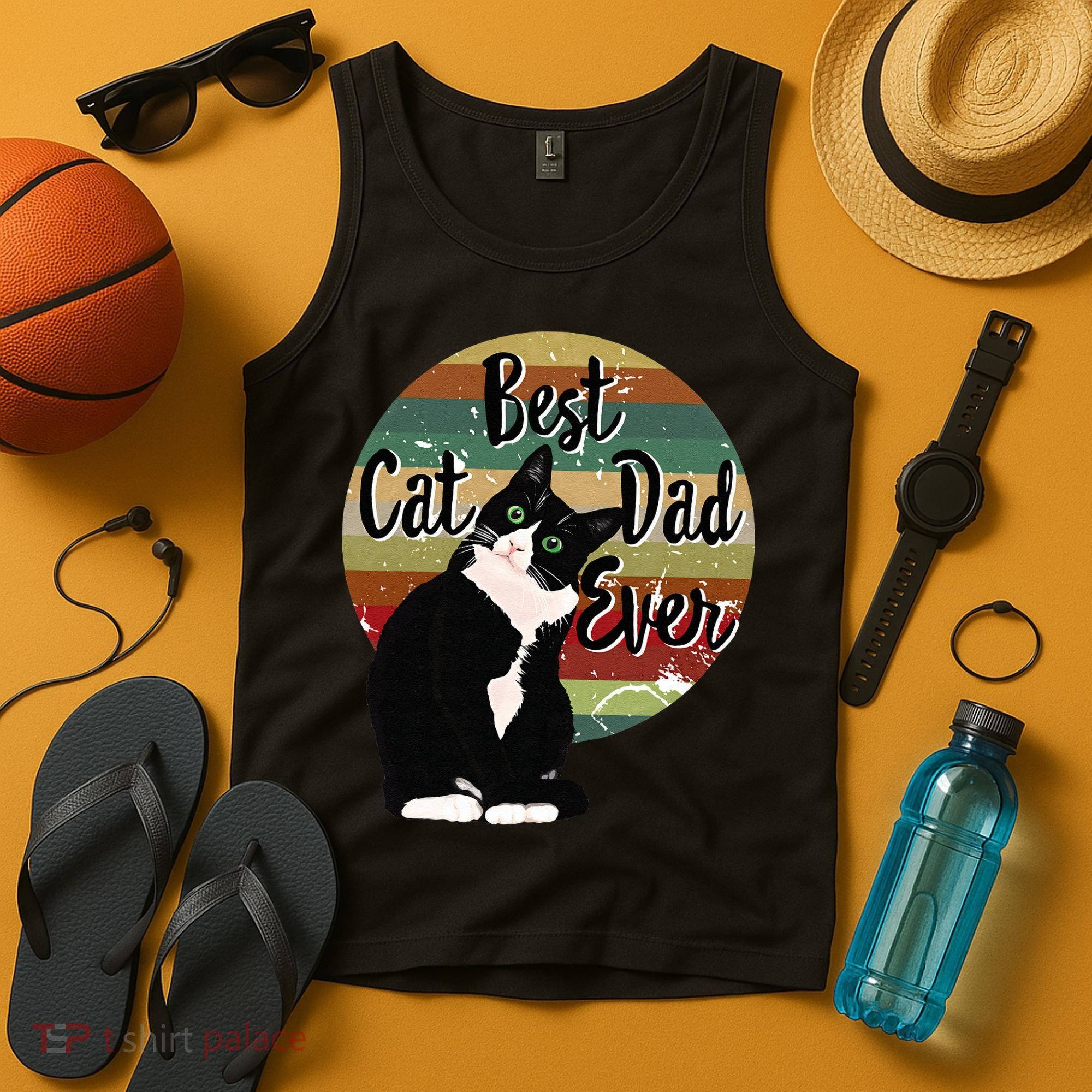 Best Cat Dad Ever Tuxedo Fathers Day Gift Funny Retro Tank Top