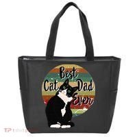 Best Cat Dad Ever Tuxedo Fathers Day Gift Funny Retro Tote Bag thumb 0