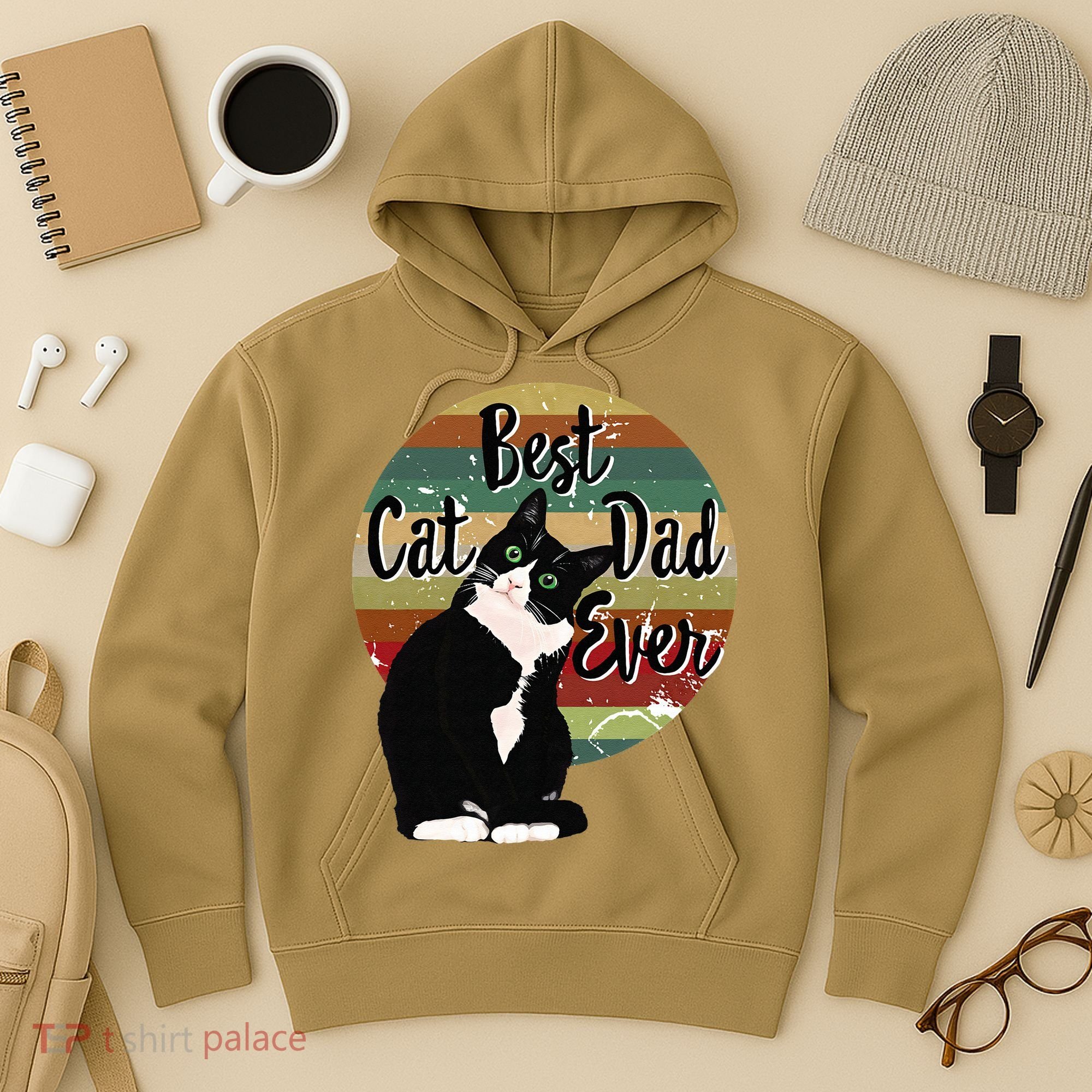 Best Cat Dad Ever Tuxedo Fathers Day Gift Funny Retro Hoodie
