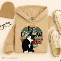 Best Cat Dad Ever Tuxedo Fathers Day Gift Funny Retro Hoodie thumb 4