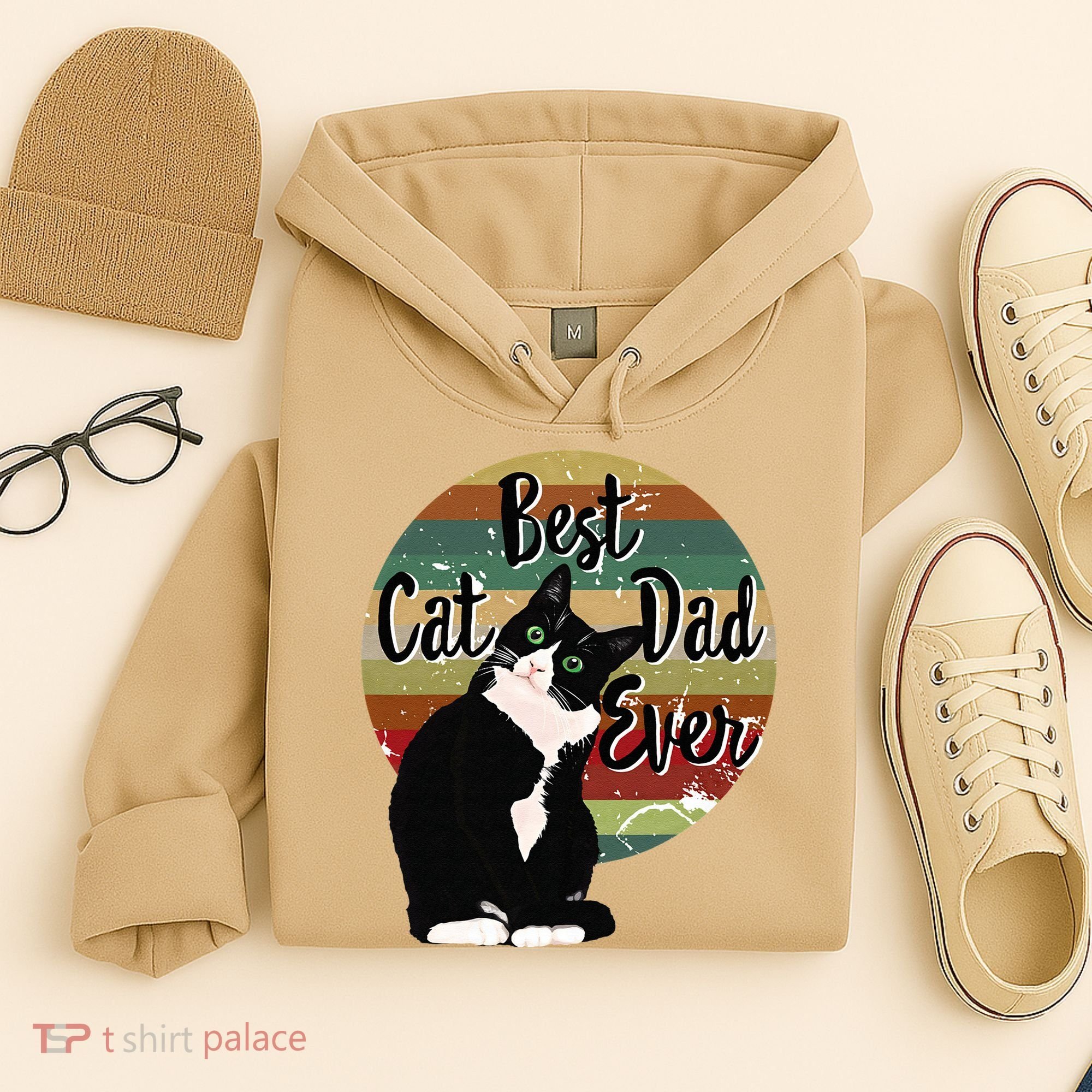 Best Cat Dad Ever Tuxedo Fathers Day Gift Funny Retro Hoodie