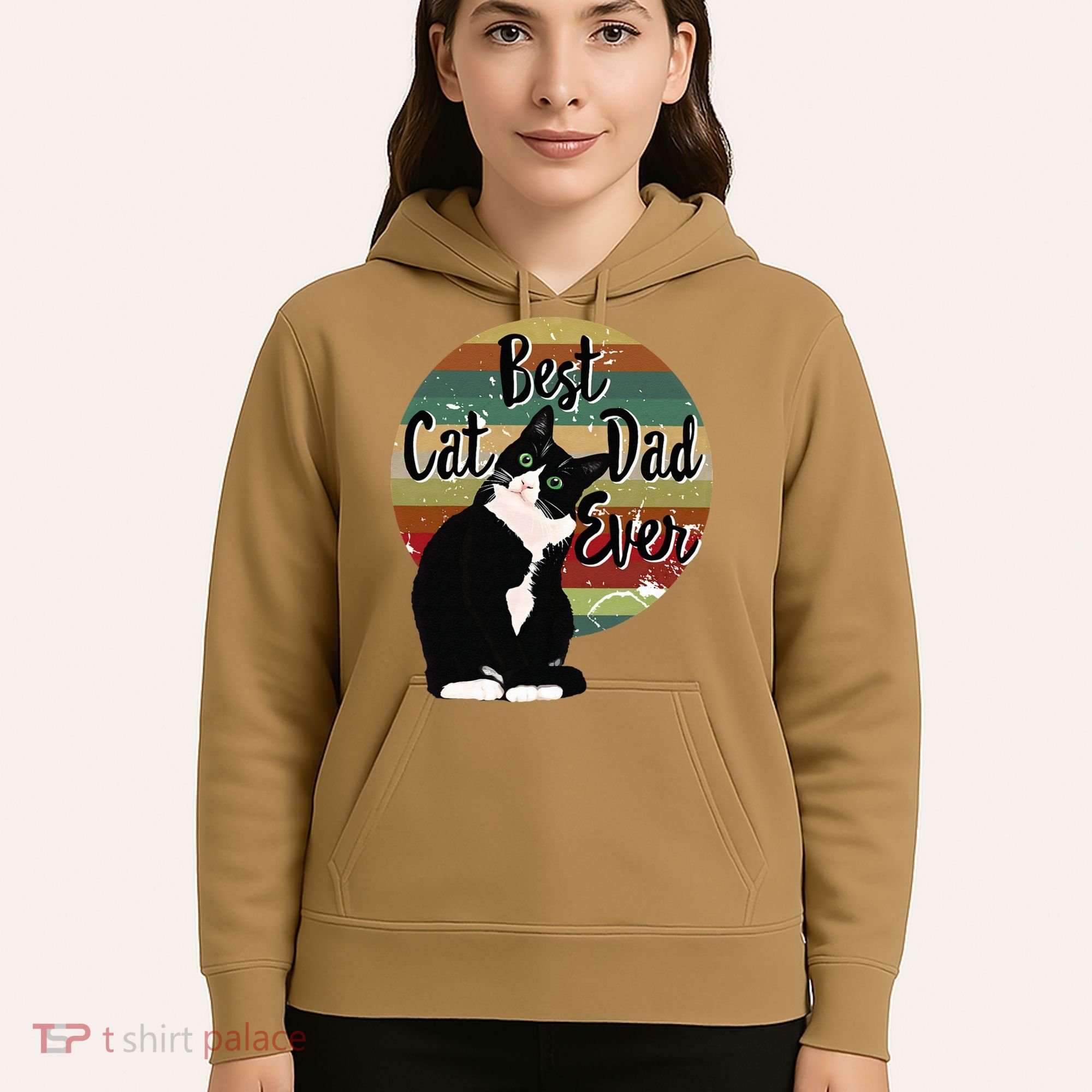 Best Cat Dad Ever Tuxedo Fathers Day Gift Funny Retro Hoodie